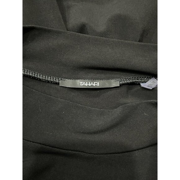 Tahari Black Long Sleeve Top Sheer Lace Sleeves Mock Neck Womens Size XL - Picture 5 of 10